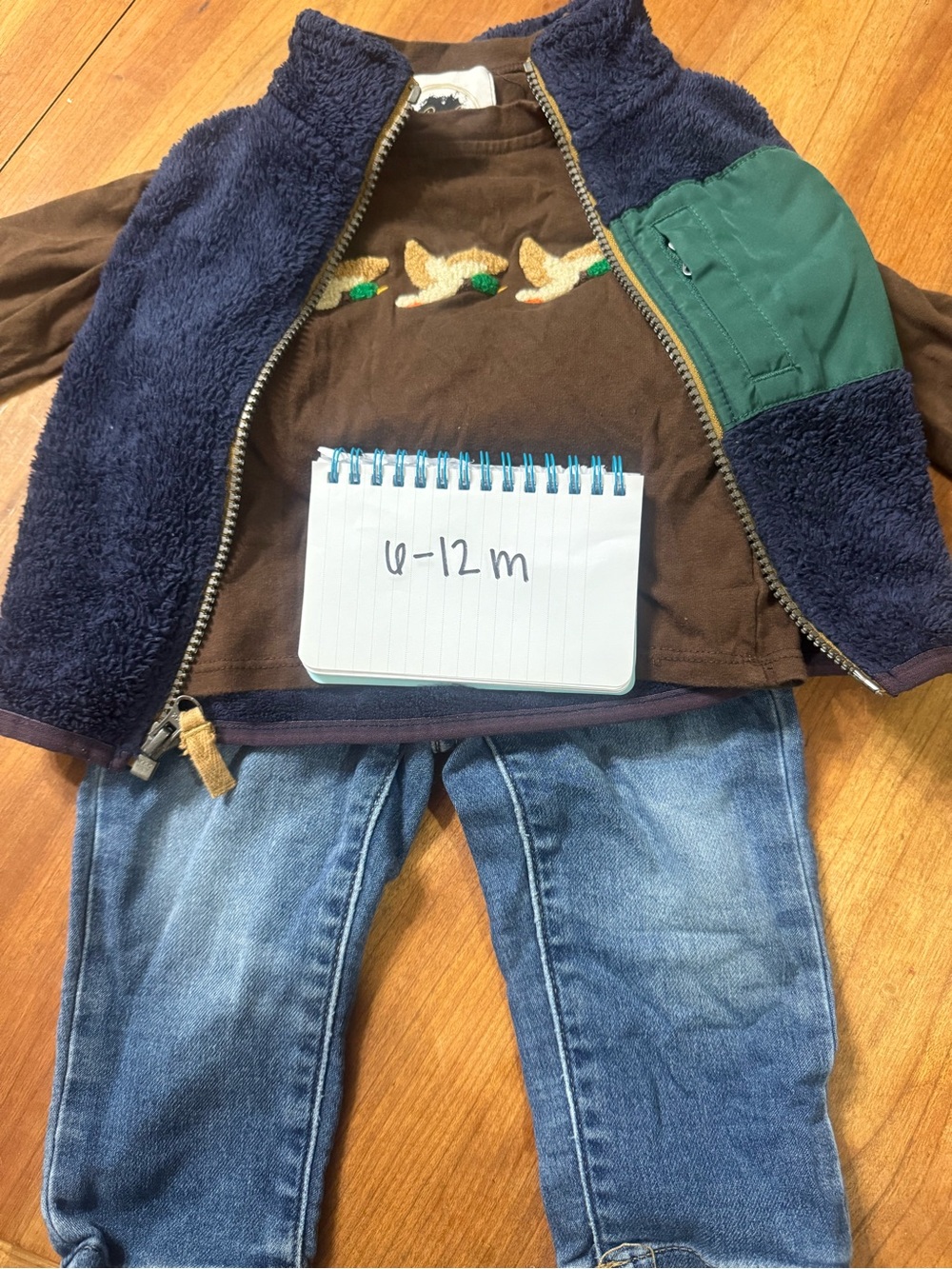 Toddler Navy Sherpa Zip Vest with Green Pocket - Unbranded